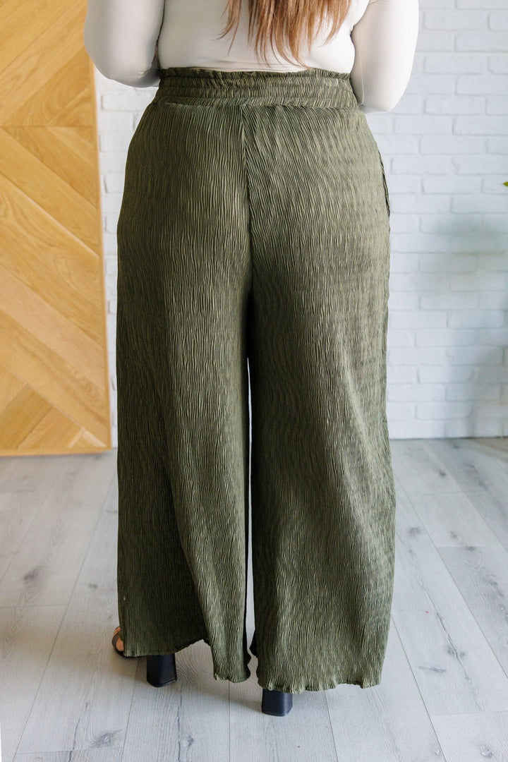 Harmony High Rise Wide Pants in Olive - Simply Polished Boutique