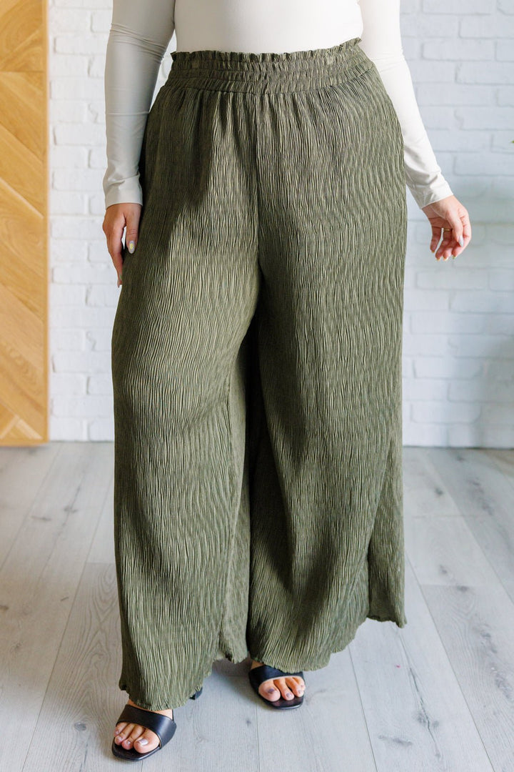 Harmony High Rise Wide Pants in Olive - Simply Polished Boutique