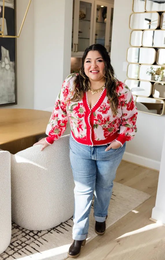 Heirloom Bloom Intarsia Cardigan - Simply Polished Boutique