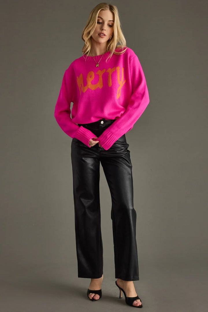 Holiday Cheer Pink Sweater - Simply Polished Boutique