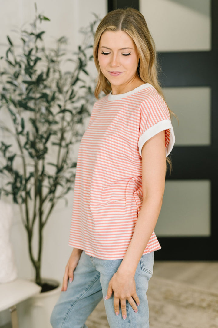 I Wouldn't Mind Short Sleeve Top in Coral - Simply Polished Boutique