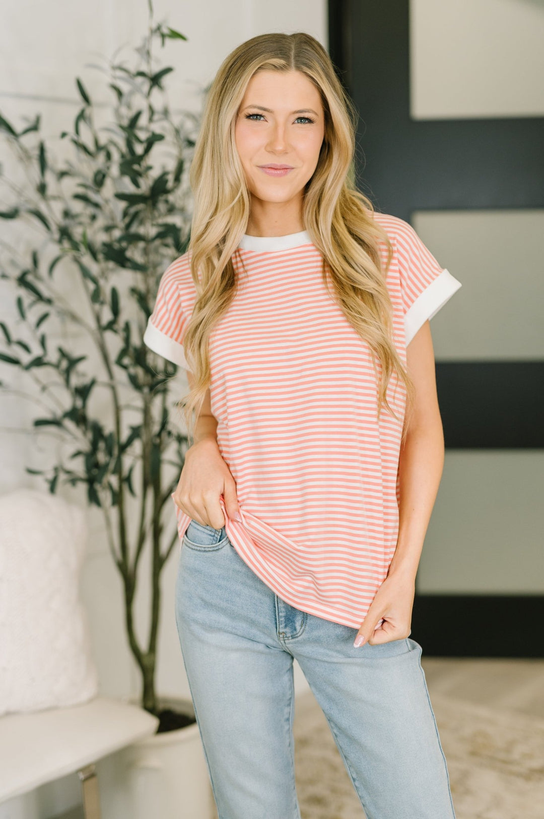 I Wouldn't Mind Short Sleeve Top in Coral - Simply Polished Boutique
