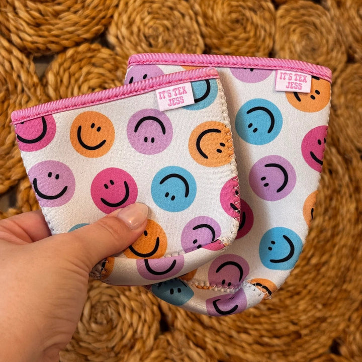 Iced Coffee Sleeve - Colorful Happy Faces - Simply Polished Boutique