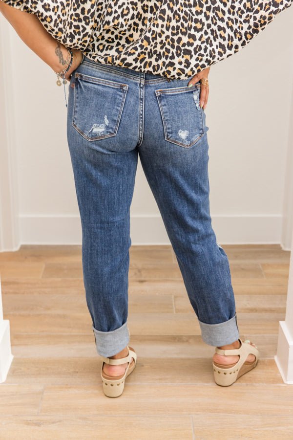 JB Mid - Rise Distroyed Boyfriend Jeans - Simply Polished Boutique