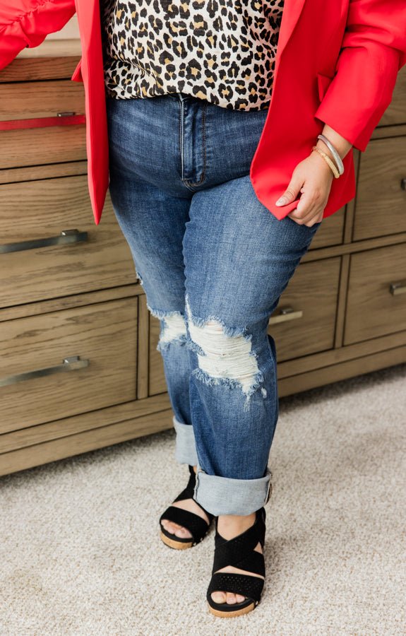 JB Mid - Rise Distroyed Boyfriend Jeans - Simply Polished Boutique