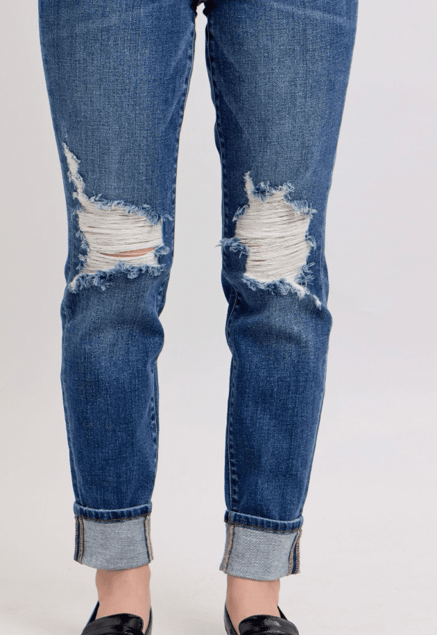JB Mid - Rise Distroyed Boyfriend Jeans - Simply Polished Boutique