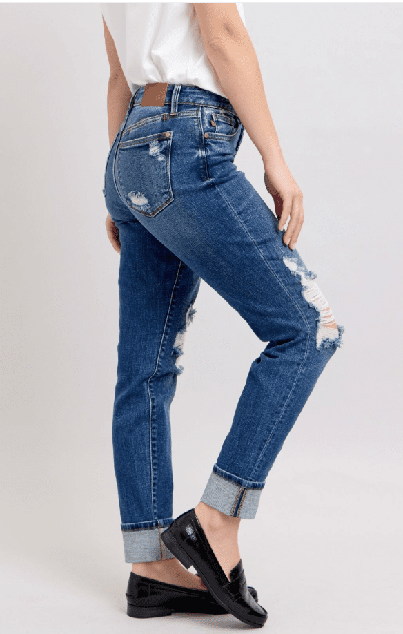 JB Mid - Rise Distroyed Boyfriend Jeans - Simply Polished Boutique