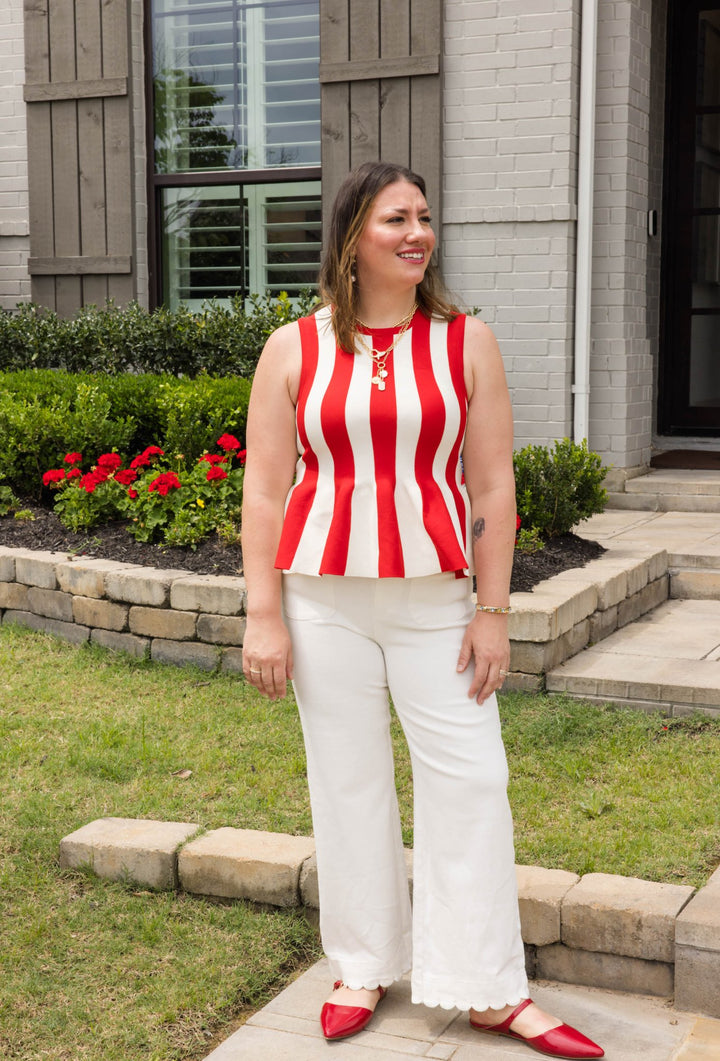 Liberty Stripe Peplum Top - Simply Polished Boutique