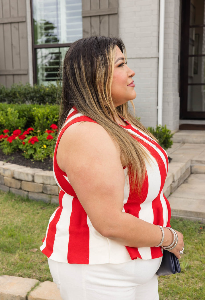 Liberty Stripe Peplum Top - Simply Polished Boutique