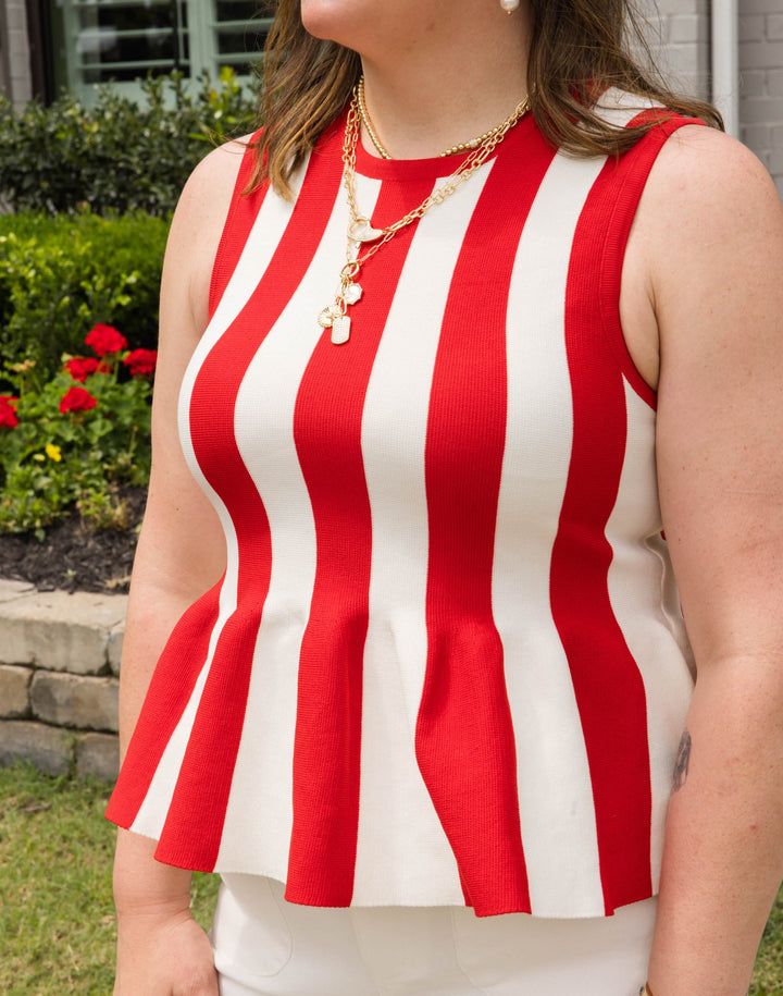 Liberty Stripe Peplum Top - Simply Polished Boutique