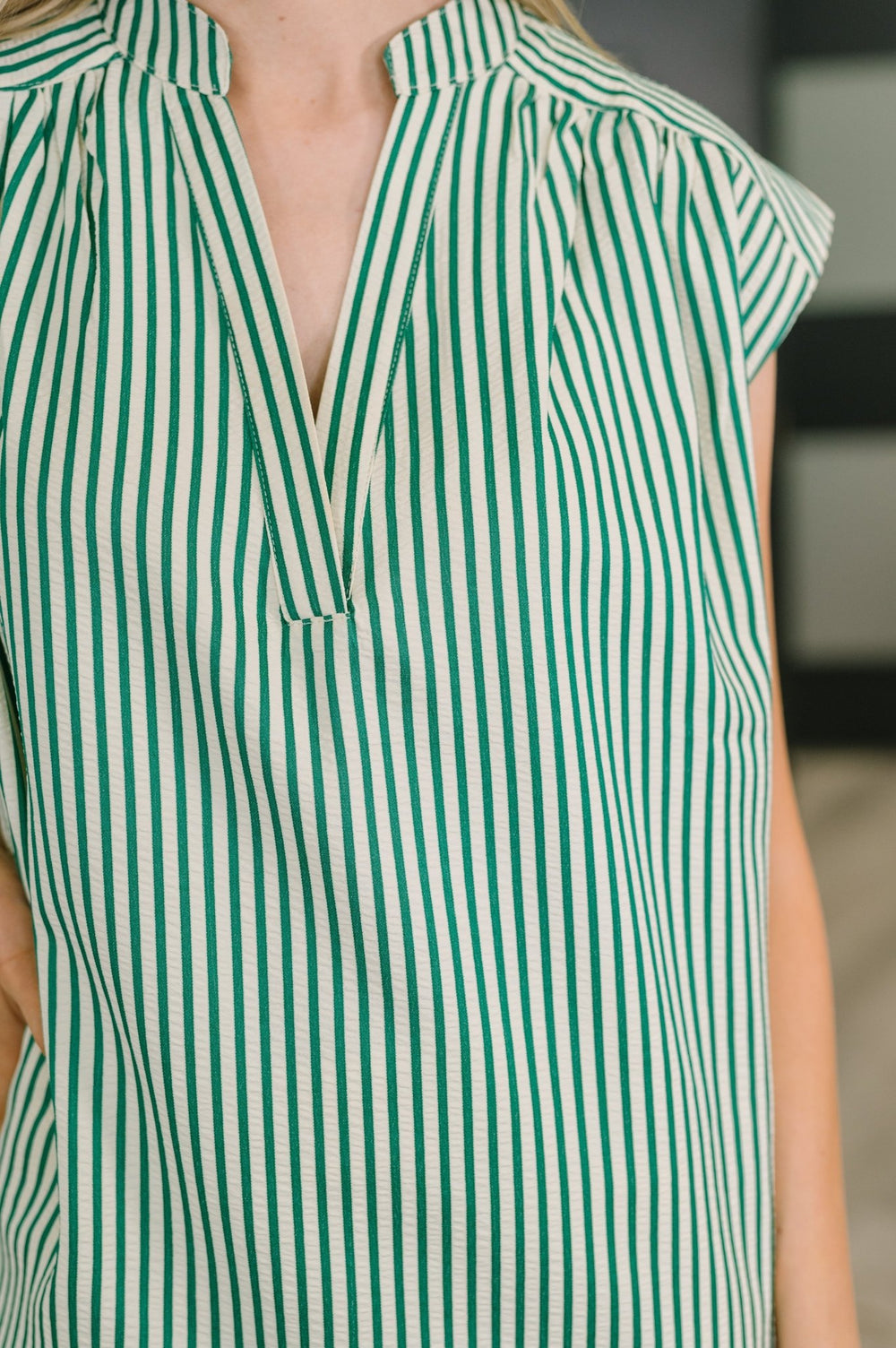 Like a Song Sleeveless V - Neck Blouse in Green - Simply Polished Boutique