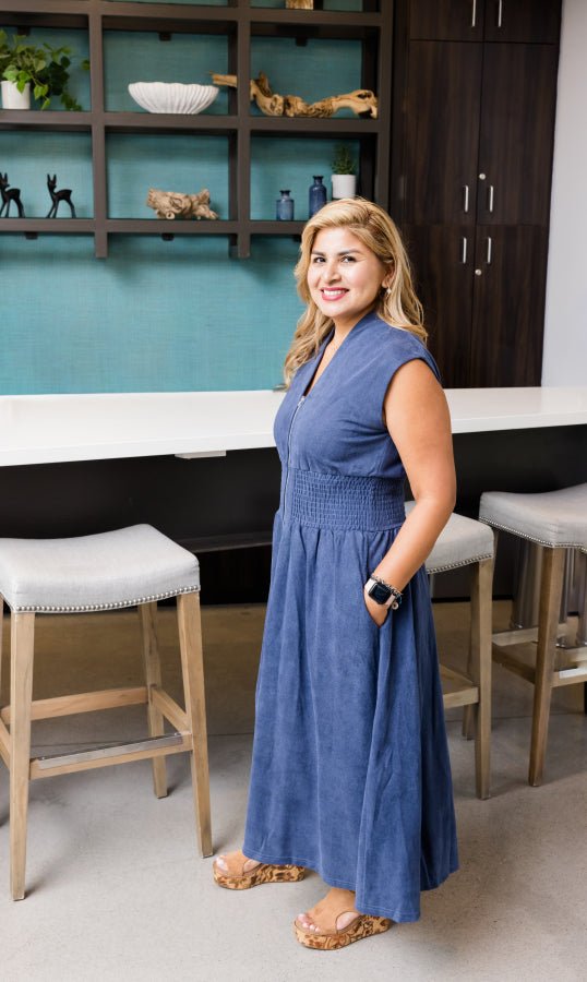 Luxe Suede Zip Midi Dress - Simply Polished Boutique