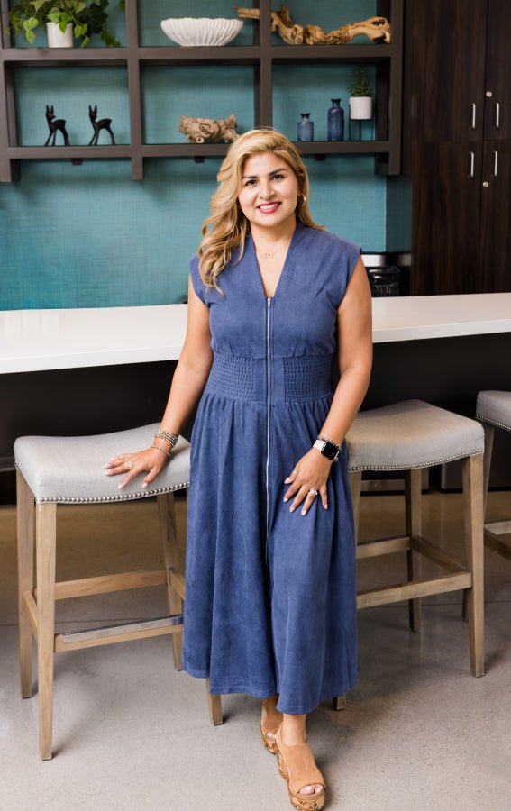 Luxe Suede Zip Midi Dress - Simply Polished Boutique