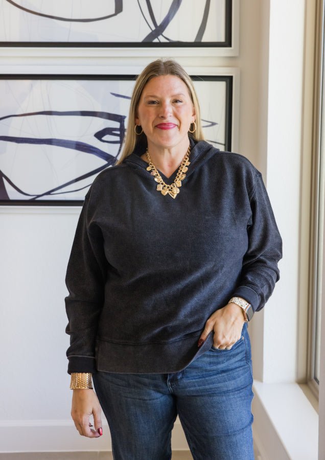 Luxury Corded Crew Hoodie - Simply Polished Boutique