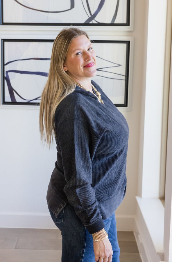 Luxury Corded Crew Hoodie - Simply Polished Boutique