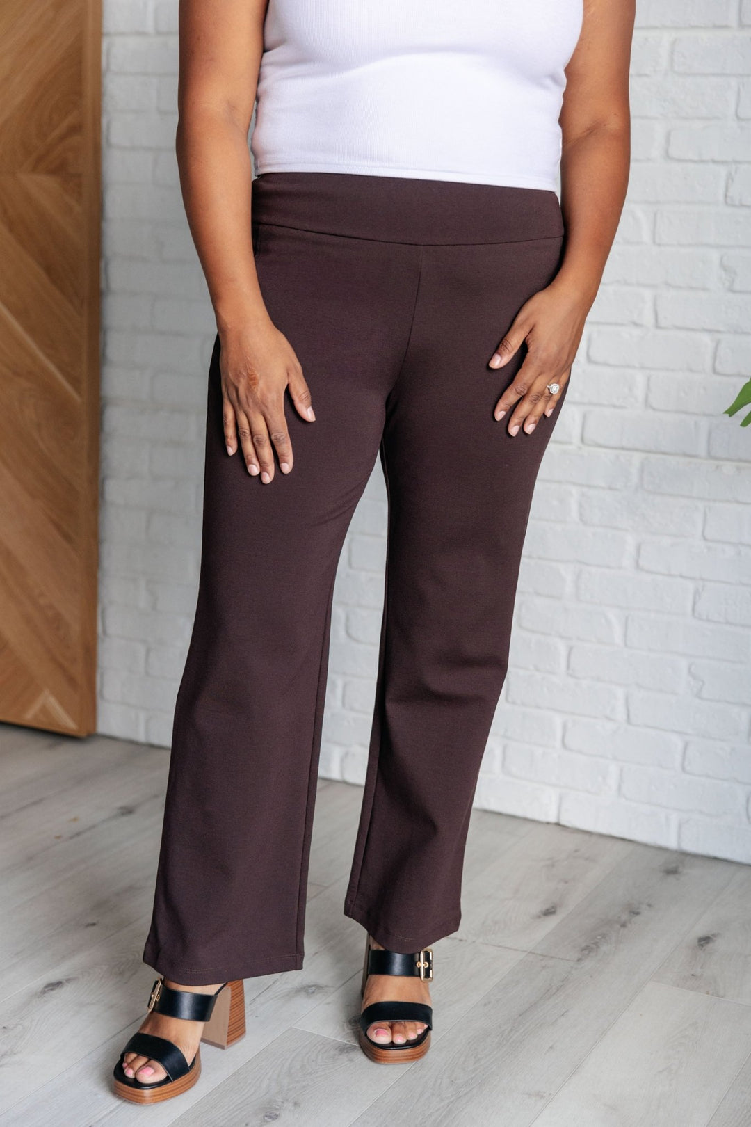 Magic Straight Pants in Chocolate - Simply Polished Boutique
