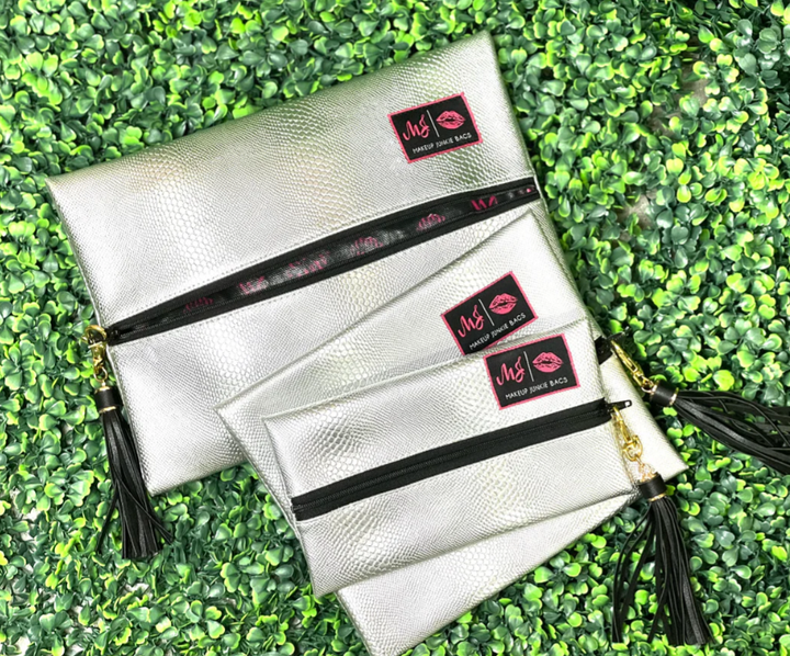Makeup Junkie Bags - Snake Flat Lay (Ready to Ship) - Simply Polished Boutique