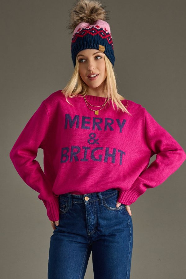 Merry &amp; Bright Magenta Sweater - Simply Polished Boutique