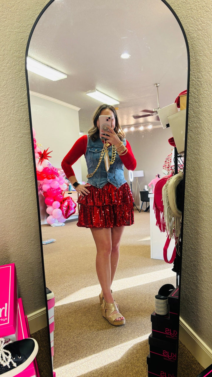 Mesh red top - Simply Polished Boutique