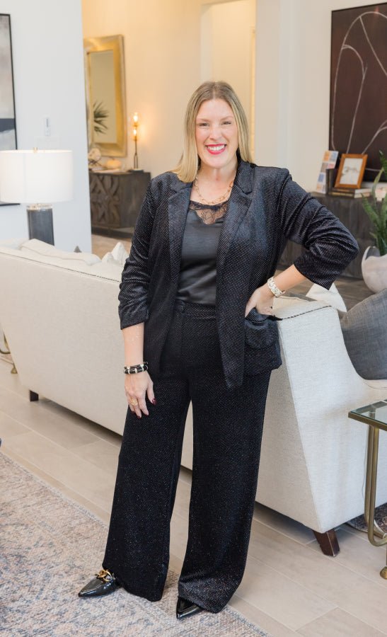 Midnight Muse Glitter Velvet Pants - Simply Polished Boutique