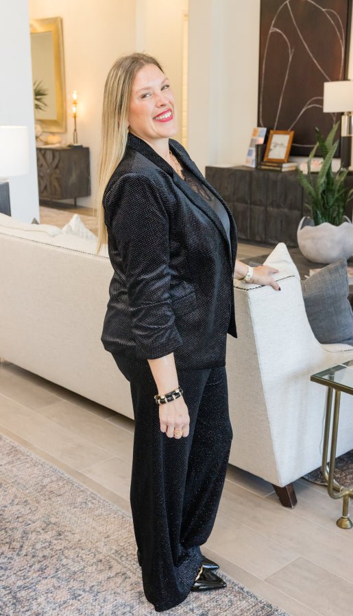 Midnight Muse Glitter Velvet Pants - Simply Polished Boutique