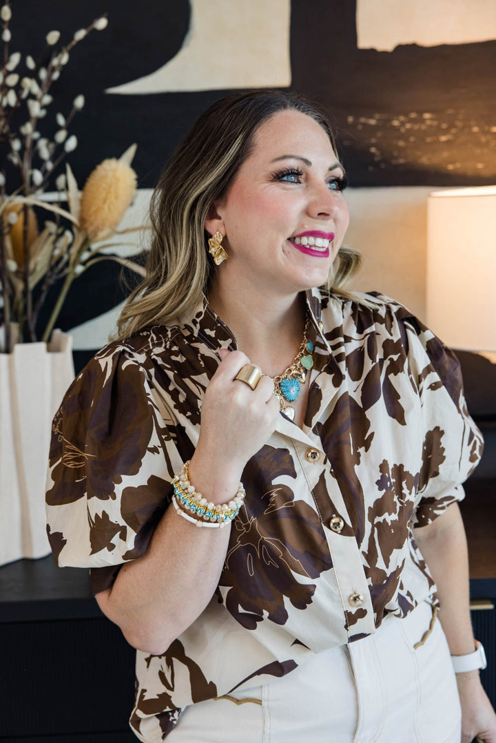 Mocha Muse Floral Top - Simply Polished Boutique