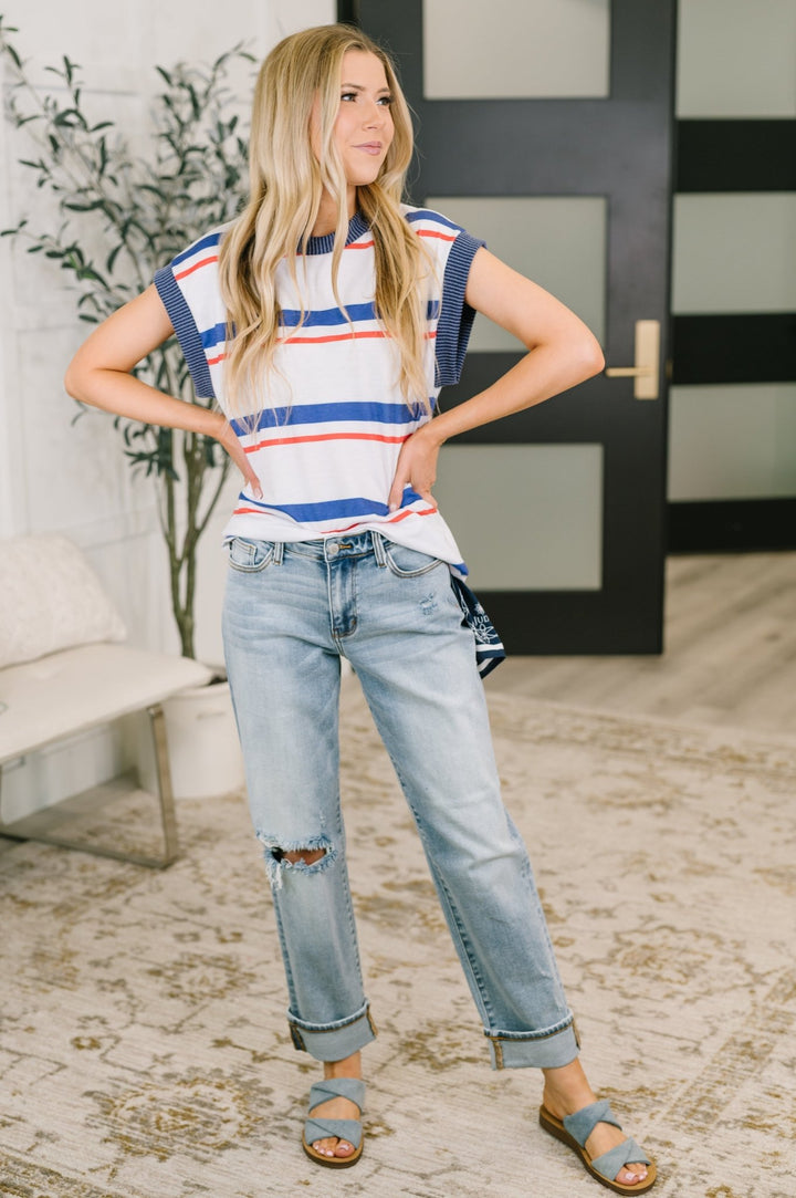National Beauty Sleeveless Striped Top - Simply Polished Boutique