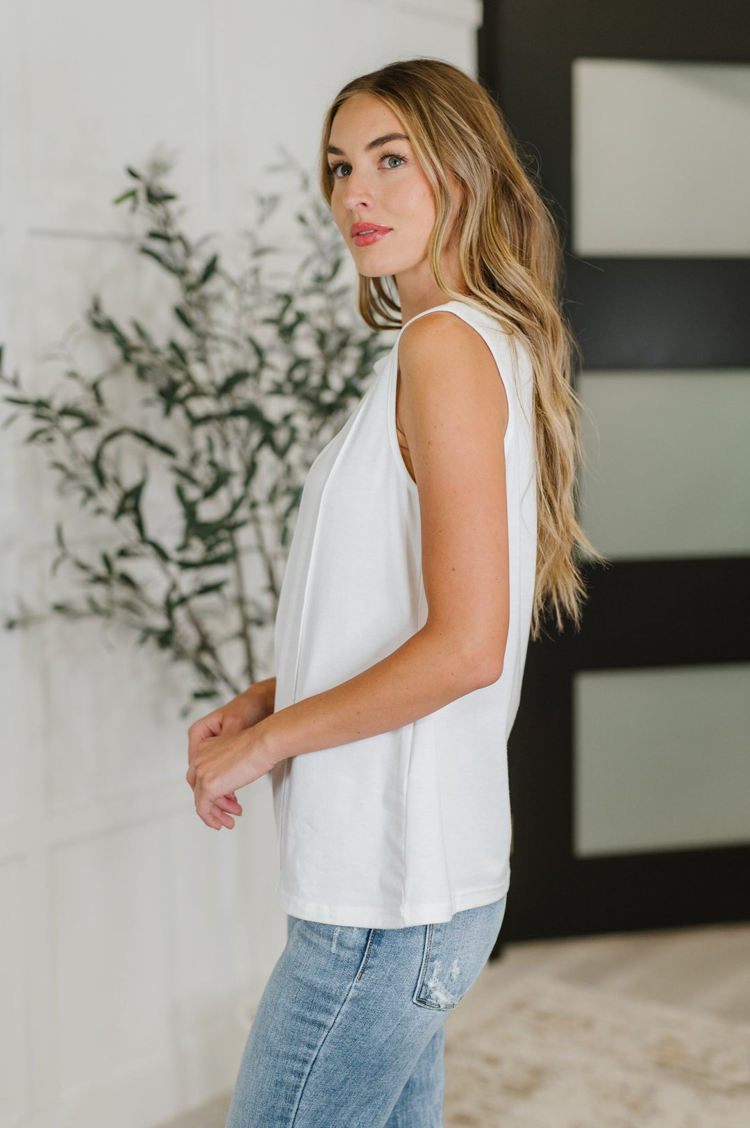 New Normal Pleat Detail Sleeveless Top in White - Simply Polished Boutique
