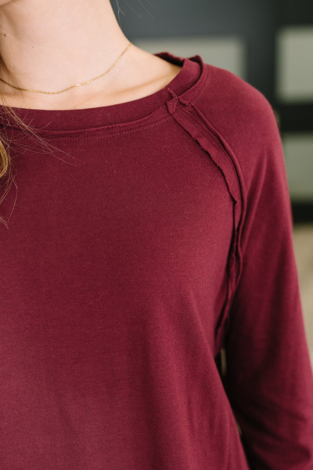Nice to Each Other Raglan Sleeve Top in Cabernet - Simply Polished Boutique