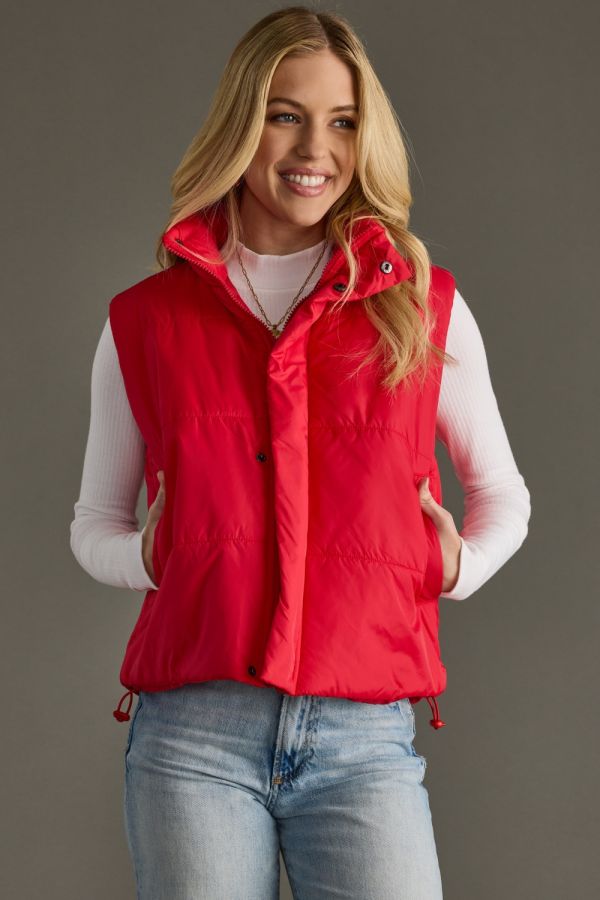 Nylon Red Quilted Vest - Simply Polished Boutique