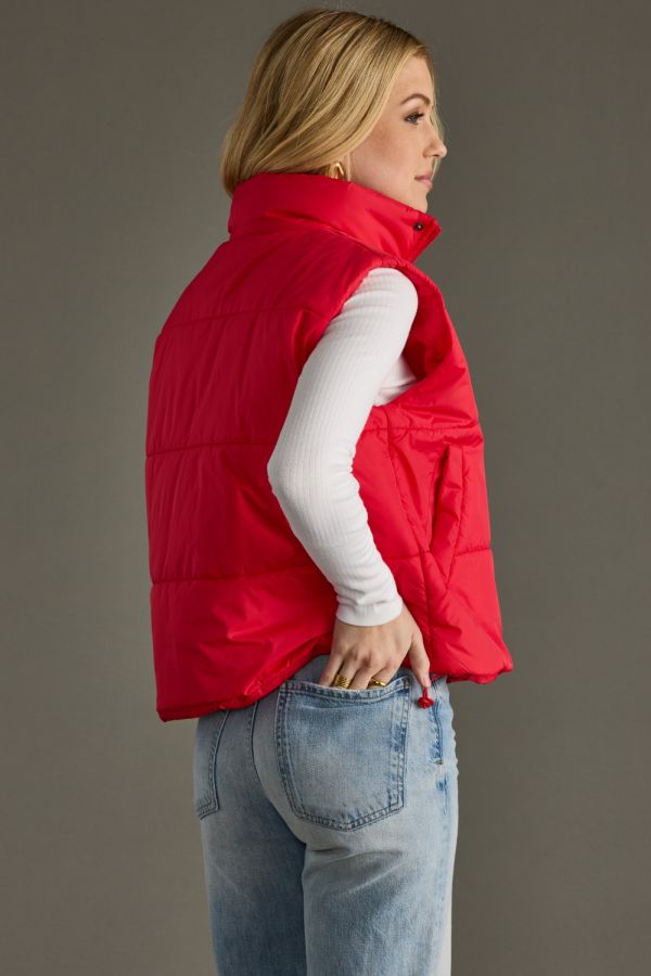 Nylon Red Quilted Vest - Simply Polished Boutique