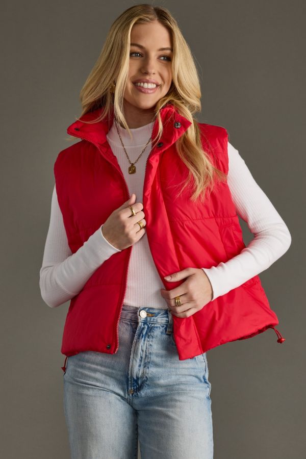 Nylon Red Quilted Vest - Simply Polished Boutique