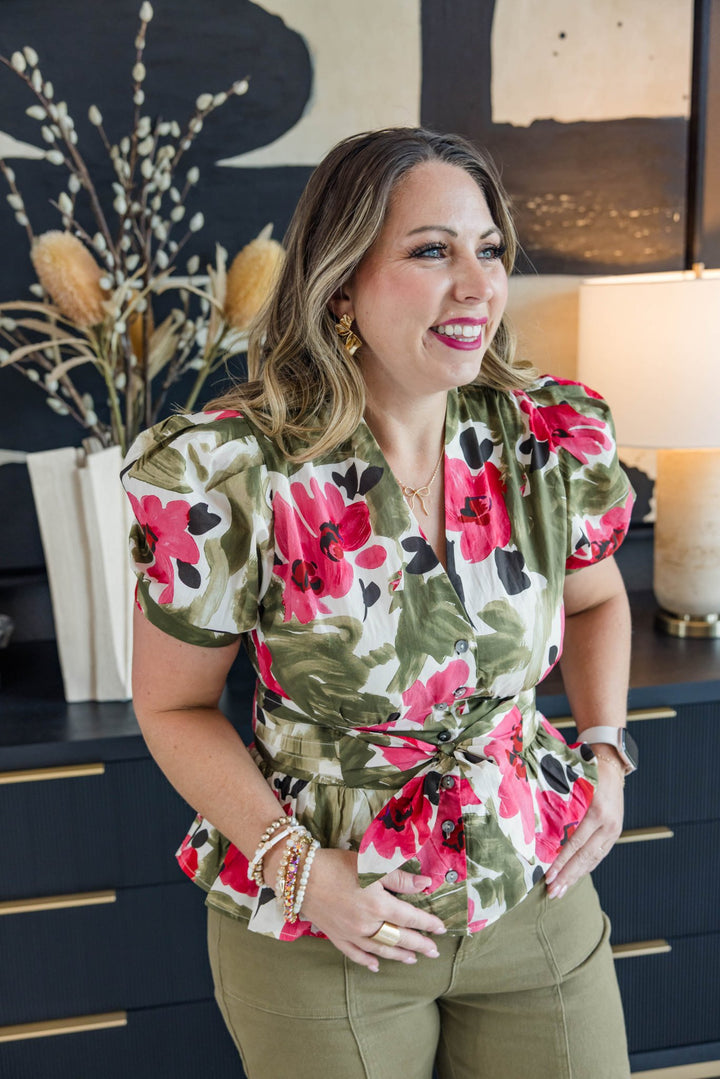 Painted Petals Wrap Top - Simply Polished Boutique