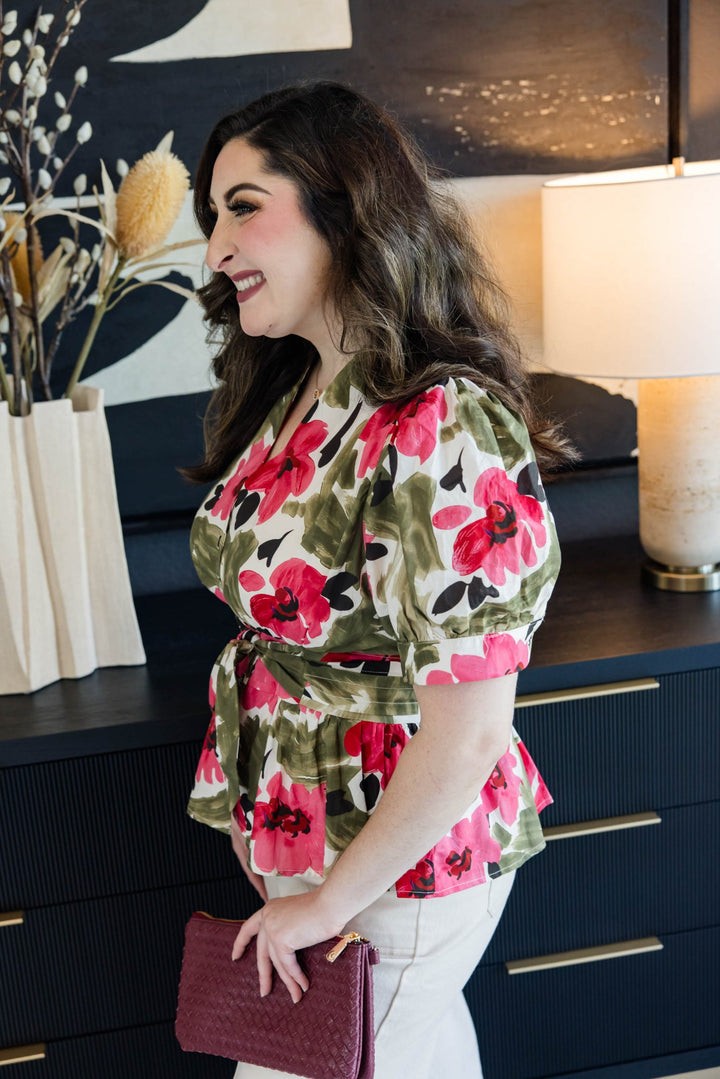 Painted Petals Wrap Top - Simply Polished Boutique