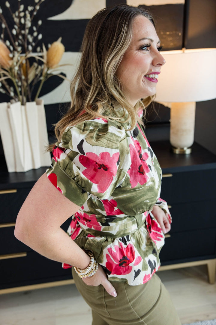 Painted Petals Wrap Top - Simply Polished Boutique