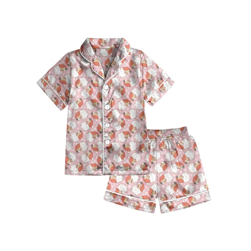Pink Santa Pajama Shorts Set - Southern Couture - Simply Polished Boutique