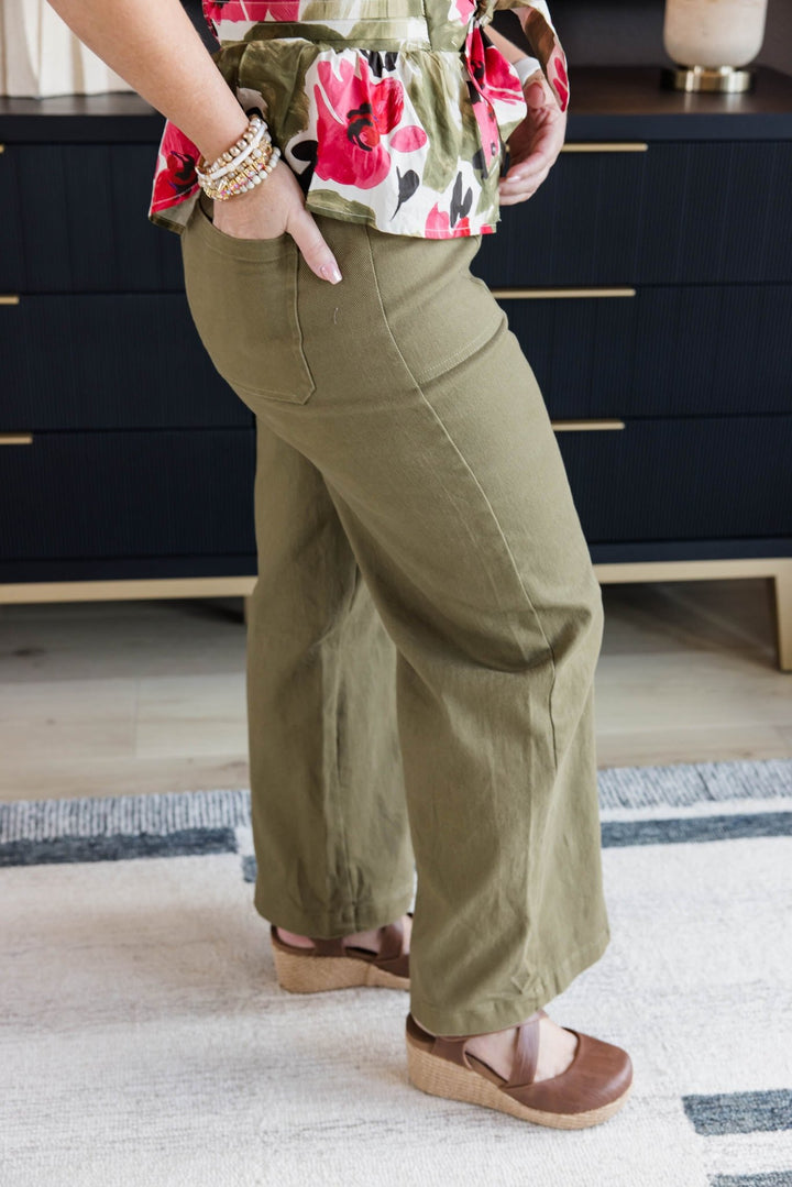 Polished Path Wide Leg Pants – Olive - Simply Polished Boutique