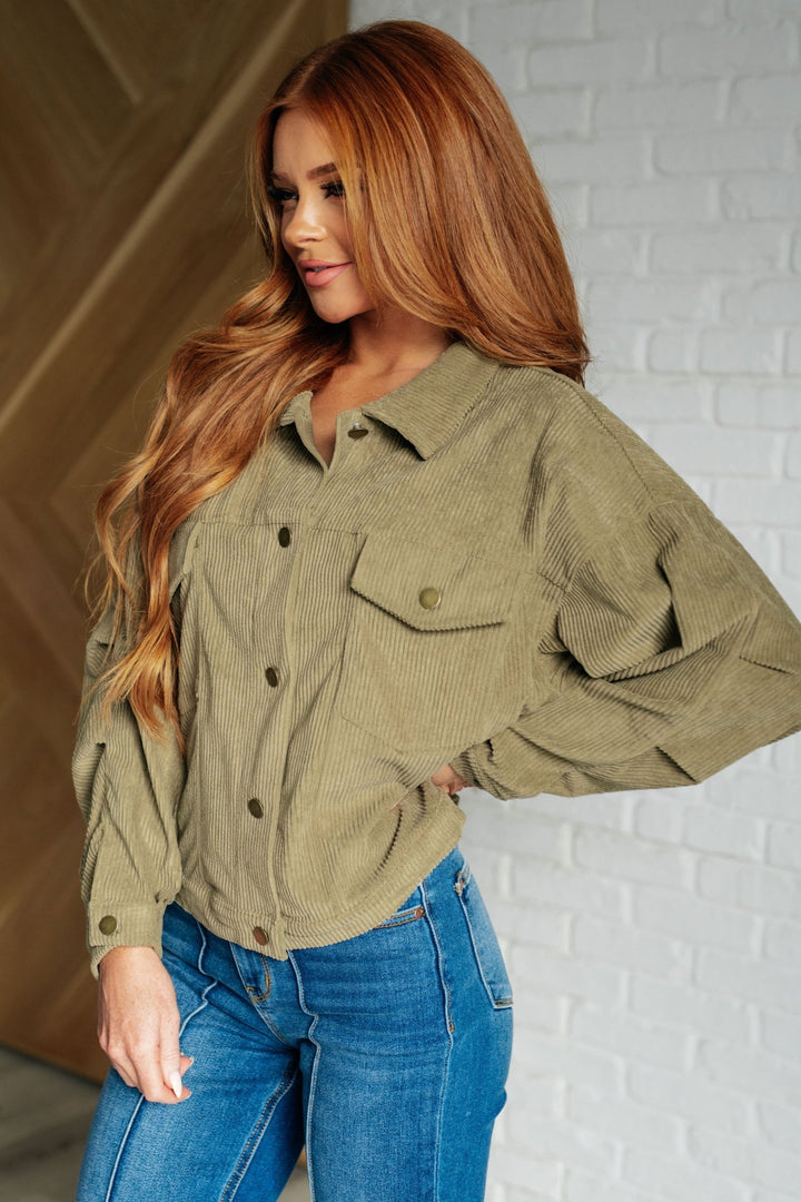 Primrose Corduroy Jacket in Olive - Simply Polished Boutique