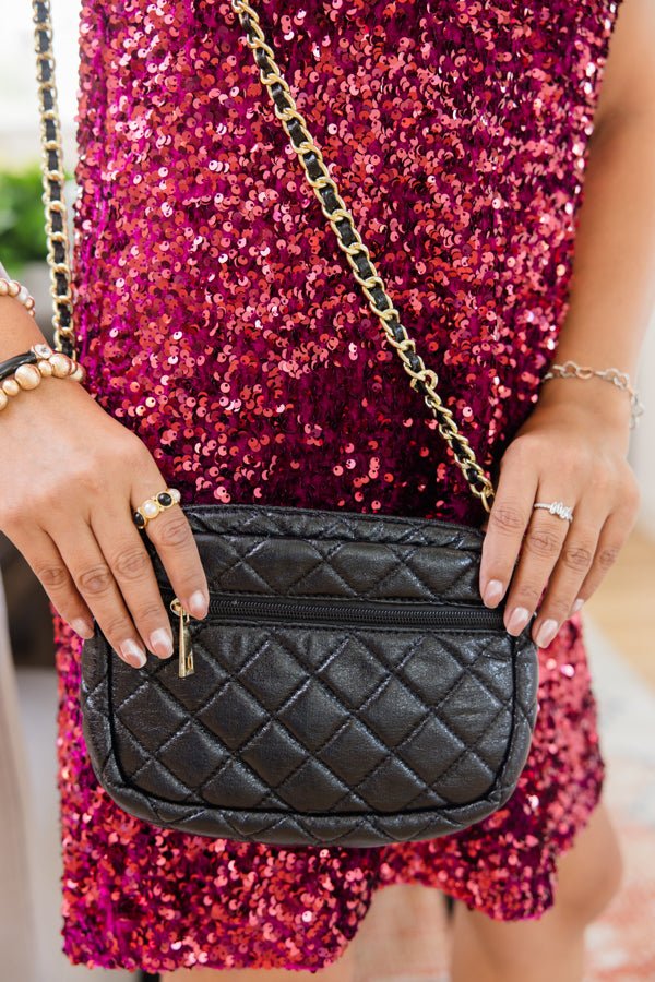 Quilted Small Crossbody Bag with Gold Chain Strap - Simply Polished Boutique