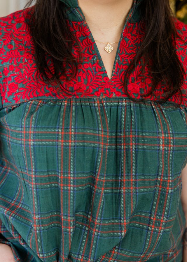 Reese Top in Green Plaid - Simply Polished Boutique