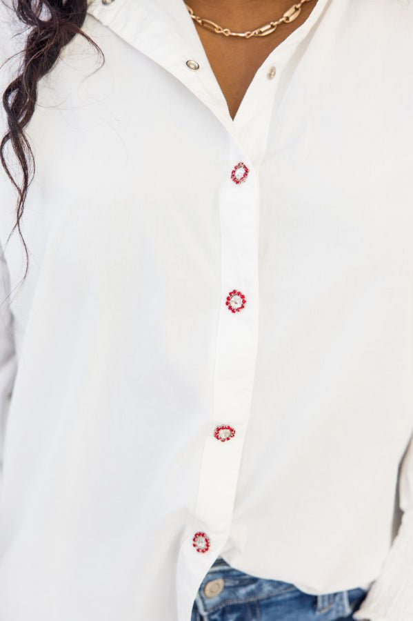 Ruby Button Top - Simply Polished Boutique