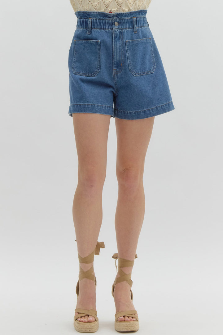 Ruffle Edge High - Waist Denim Shorts - Simply Polished Boutique