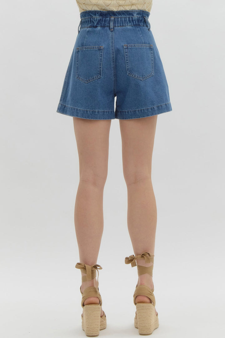 Ruffle Edge High - Waist Denim Shorts - Simply Polished Boutique