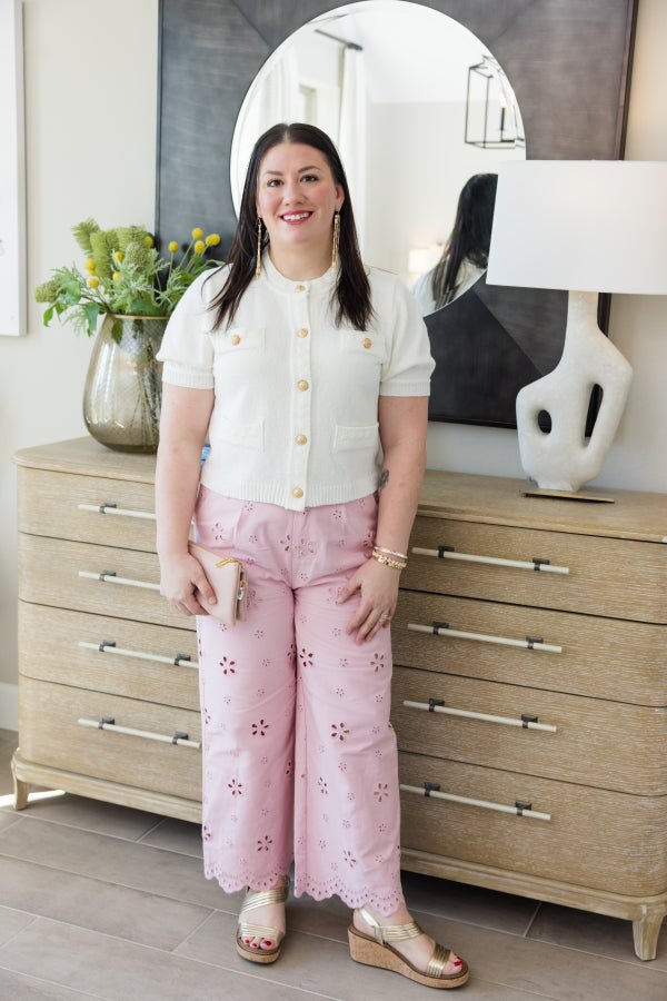 Tessa Eyelet Wide - Leg Pants - Simply Polished Boutique