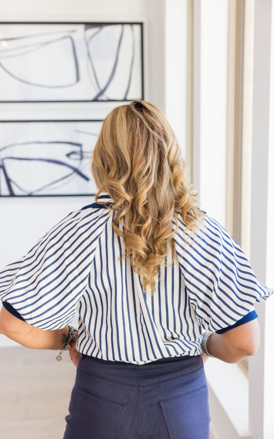 The Camden Half - Zip Stripe Top - Simply Polished Boutique