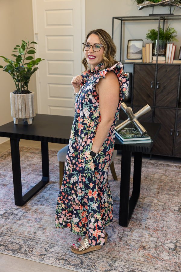 The Delaney Button Midi Dress - Simply Polished Boutique