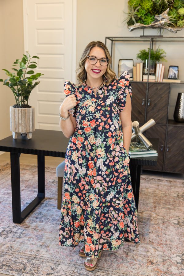 The Delaney Button Midi Dress - Simply Polished Boutique