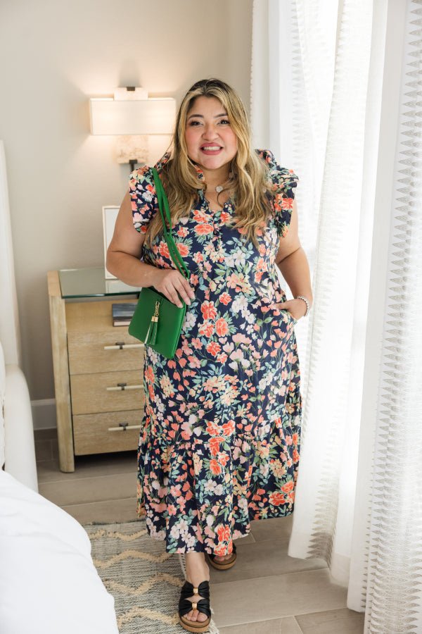 The Delaney Button Midi Dress - Simply Polished Boutique