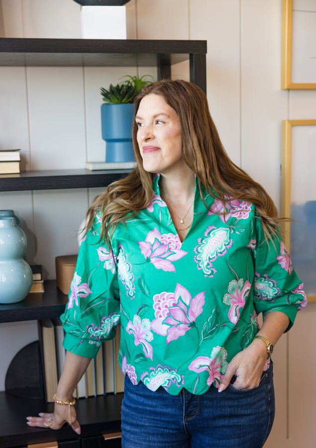 The Delaney Scallop Blouse - Simply Polished Boutique