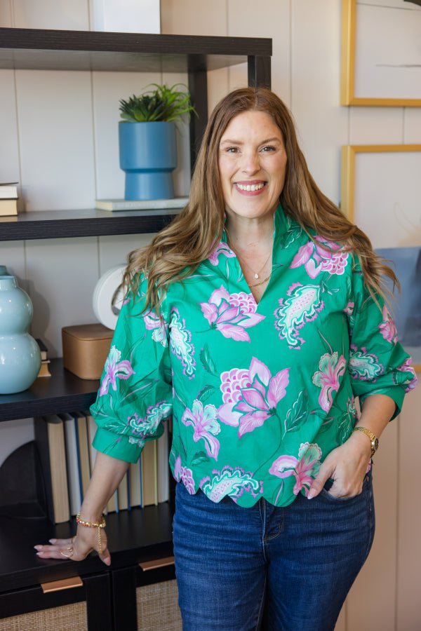 The Delaney Scallop Blouse - Simply Polished Boutique